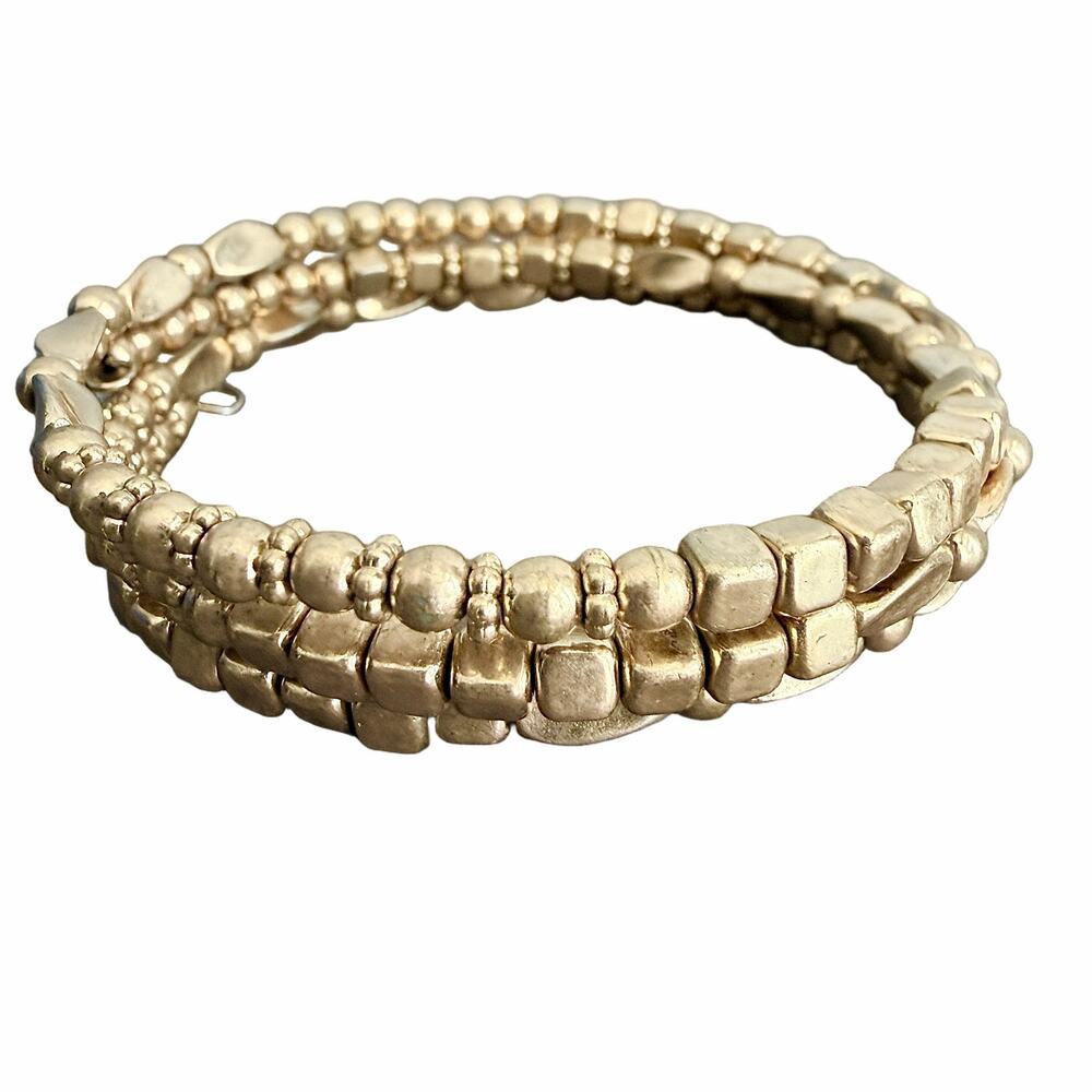 Gold tone beaded boho wrap bracelet